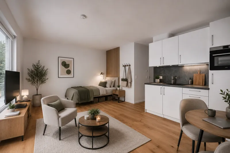 Spreequartier – 1-Zimmer mit großen Balkon, EBK, Parkett im Zweitbezug zum 01.10.2026 — photo 1